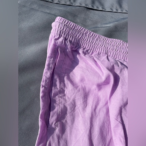 Linen Blend Wide Leg 7/8 Pants Adidas Original Lavender - XL - Picture 2 of 10